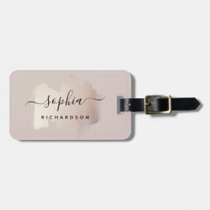 Chic Brush Stroke   Faux Rose Gold on Neutral Rose Luggage Tag
