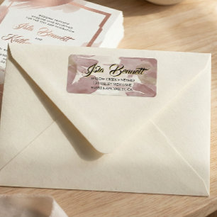 Chic Brush Stroke   Faux Rose Gold on White Label