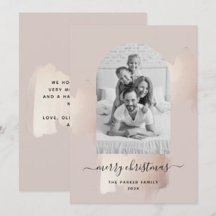 Chic Brush Stroke   Merry Christmas Photo Arch Hol Holiday Card