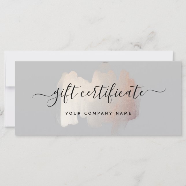 Chic Brush Stroke | Rose Gold Gift Certificate (Front)