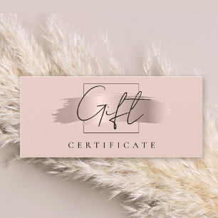 Chic Brush Stroke Rose Gold Gift Certificate Card
