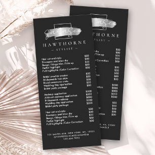 Chic Brush Stroke Salon Price List Services Modern Rack Card