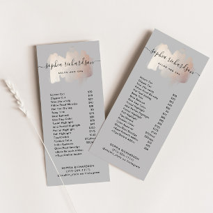 Chic Brush Stroke Salon Price List Services Rack Card