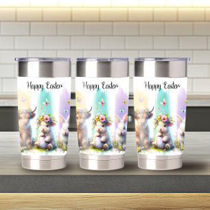 Chic Brushstroke Easter Highland Cow 20oz Insulated Tumbler