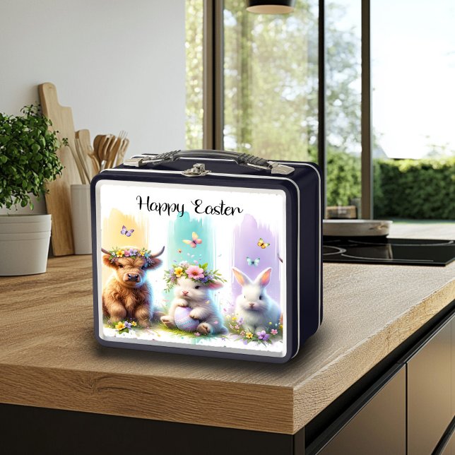 Chic Brushstroke Highland Cow Easter Lunchbox (Creator Uploaded)