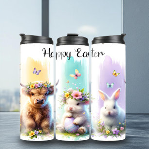 Chic Brushstroke Highland Cow Easter Tumbler