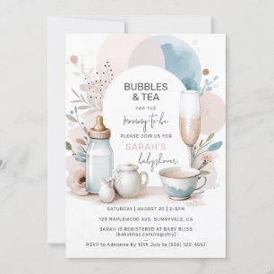 Chic Bubbles & Tea Baby Shower Invitation