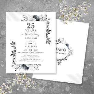 Chic Budget 25th Wedding Anniversary Floral Invite