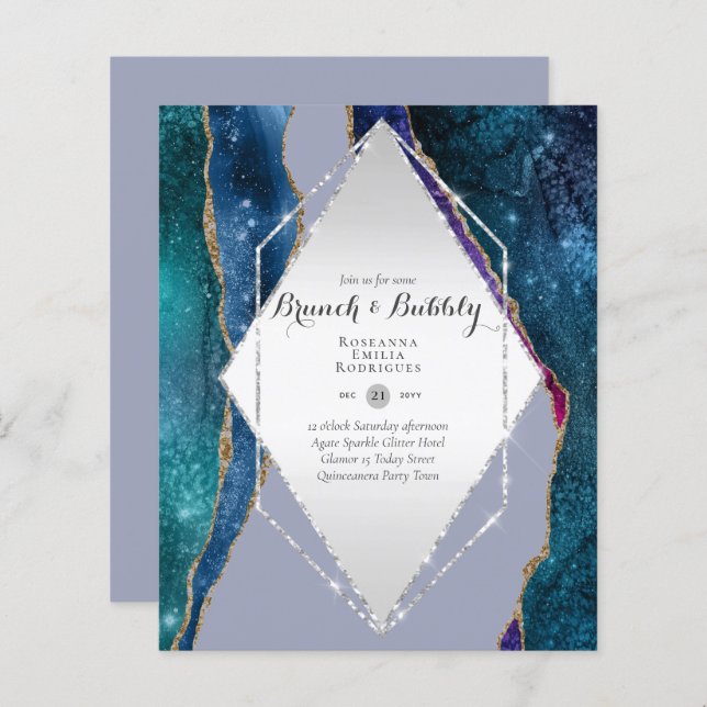 CHIC BUDGET BRUNCH and BUBBLY AGATE GLITTER Inv (Front/Back)
