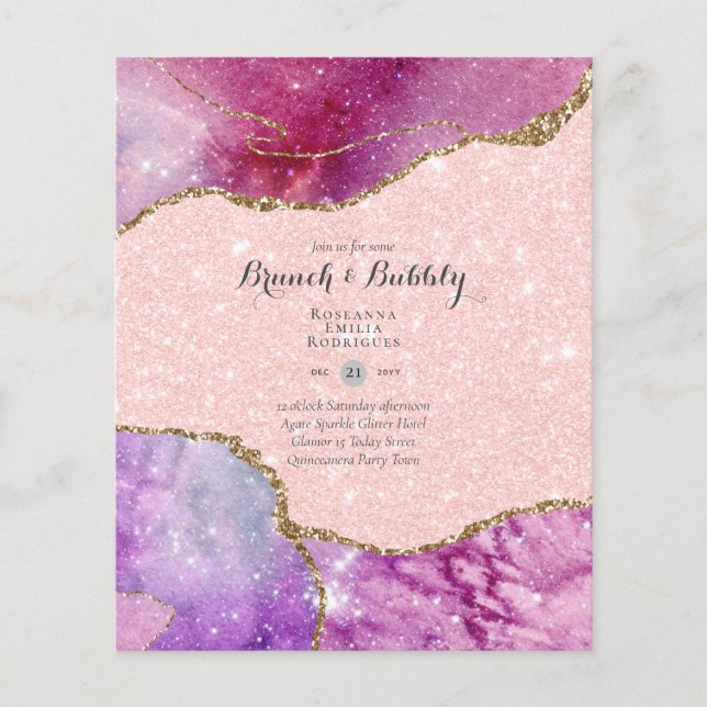 CHIC BUDGET BRUNCH and BUBBLY AGATE GLITTER Inv Flyer (Front)