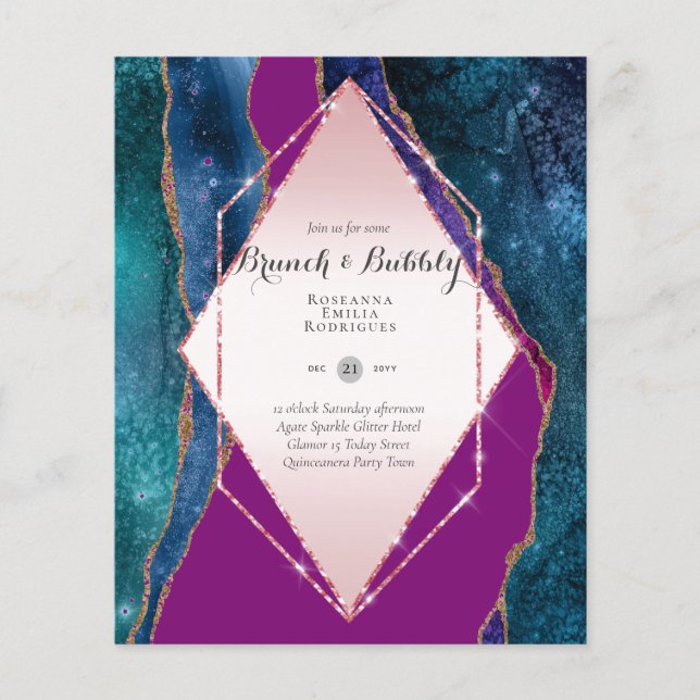CHIC BUDGET BRUNCH and BUBBLY AGATE GLITTER Inv Flyer (Front)