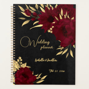 Chic burgundy and gold black wedding planner