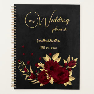 Chic burgundy and gold black wedding planner