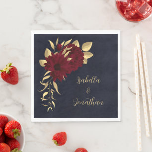Chic burgundy and gold navy napkin