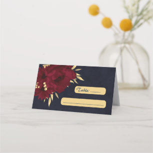 Chic burgundy and gold navy place card