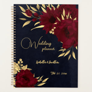 Chic burgundy and gold navy wedding planner
