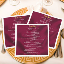 Chic Burgundy and Gold Script Wedding Fun Facts  