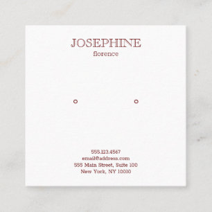 Chic Burgundy and White Stud Earring Square Business Card