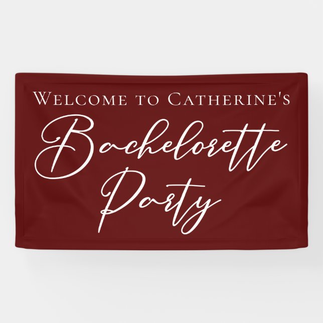 Chic Burgundy Bachelorette Party Personalized Banner (Horizontal)