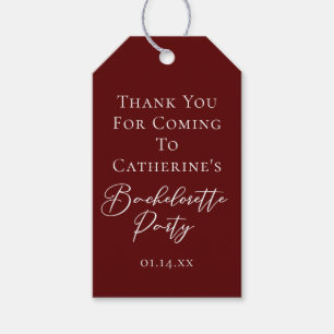 Chic Burgundy Bachelorette Party Personalized Gift Tags