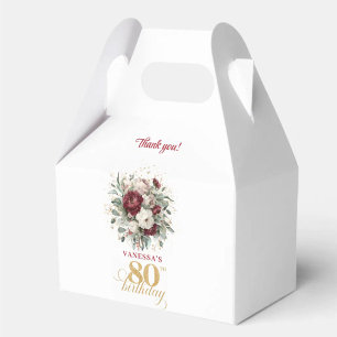 Chic Burgundy Blush 80th Birthday Favour Box