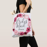Chic Burgundy & Blush Floral Wreath Bridesmaid Tote Bag<br><div class="desc">Chic Burgundy Green & Blush Pink Watercolor Floral Wreath Wedding Monogram Summer or Spring Flowers with Watercolor greenery,  Modern and Script fonts,  and elegant floral design. Trendy and Chic Wedding Bridesmaid Tote Bag! ~ Check my shop to see the entire wedding suite for this design!</div>