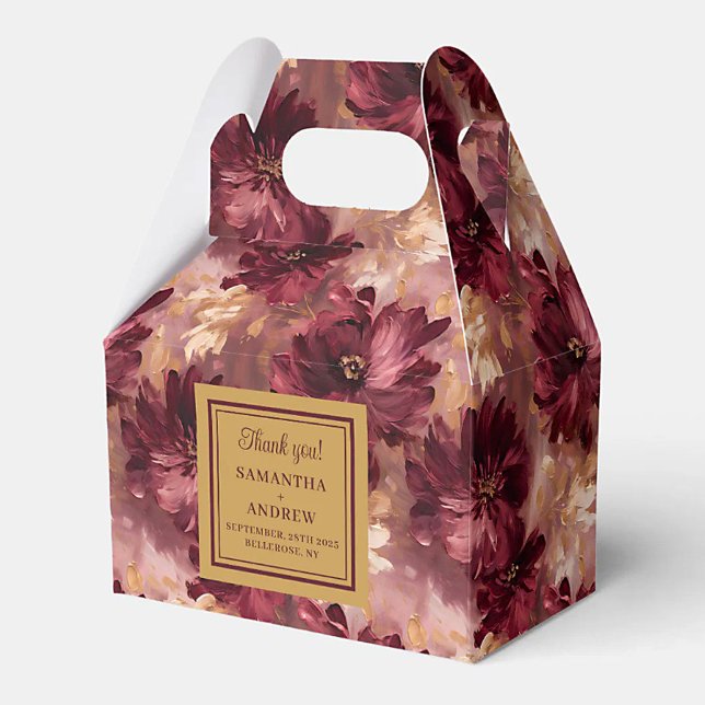 Chic Burgundy Blush Gold Wedding Favour Gift Box (Chic Burgundy Blush Gold Wedding Favor Gift Box)