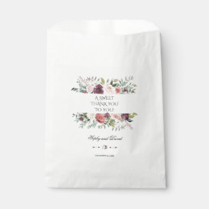Chic Burgundy Blush Ivory Floral Wedding THANK YOU Favour Bags
