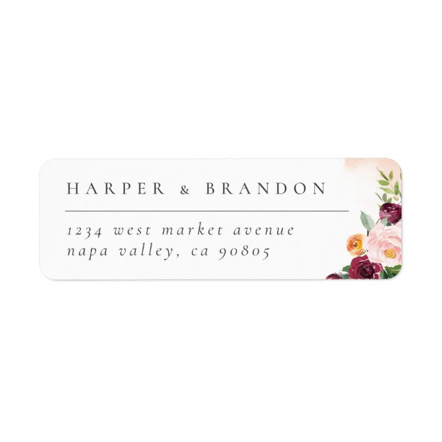 Chic Burgundy Blush Pink Floral Botanical Wedding (Front)