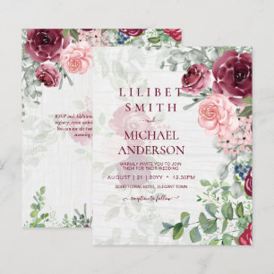 Chic Burgundy Blush Pink Floral Greenery Wedding