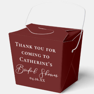 Chic Burgundy Bridal Shower Customized Fortune Favour Box