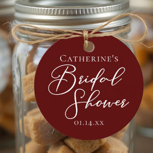 Chic Burgundy Bridal Shower Personalised Party Favour Tags