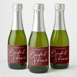 Chic Burgundy Bridal Shower Personalised Sparkling Wine Label