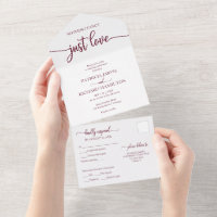Chic Burgundy Calligraphy Casual Wedding