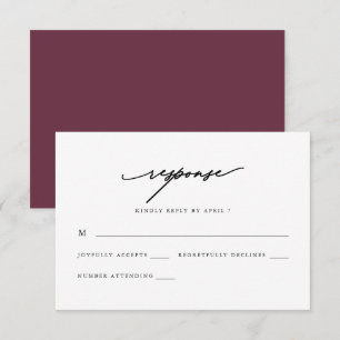 Chic Burgundy Calligraphy Wedding Rsvp Response