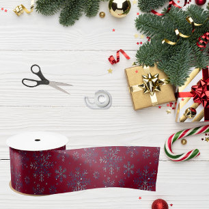 Chic Burgundy Christmas w/ Elegant Snowflakes Satin Ribbon