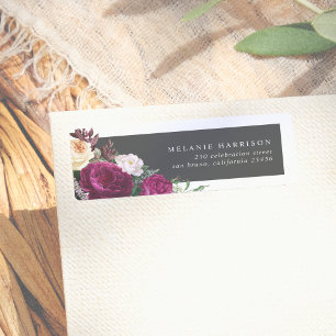 Chic Burgundy & Cream Floral Return Address