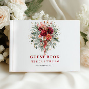 Chic Burgundy Eucalyptus Wedding Guest Book Design