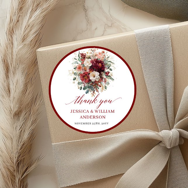 Chic Burgundy Eucalyptus Wedding Sticker Design (Chic Burgundy Eucalyptus Wedding Sticker Design

)