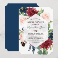 Chic Burgundy Floral Hexagon Frame Bridal Shower