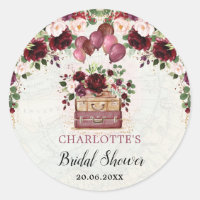 Chic Burgundy Floral Travel Bridal Shower Favours