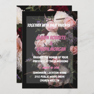  Chic burgundy floral   Wedding Invitation