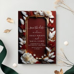 Chic Burgundy Florals Golden Frame Save The Date Invitation<br><div class="desc">Elegant,  modern,  and delicate Chic Burgundy Florals with Golden Frame  Save The Date wedding invitation that you can customise with your info to make it furthermore special. The romantic minimalist design features lovely and elegant calligraphy on a Beautiful background with a clean and simple look.</div>