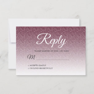 Chic Burgundy Glitter Ombre RSVP Invitation