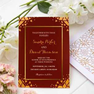 Chic Burgundy Gold glitter Modern Trendy Wedding  Invitation
