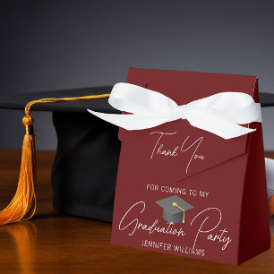 Chic Burgundy Graduation Party Thank You Favour Box