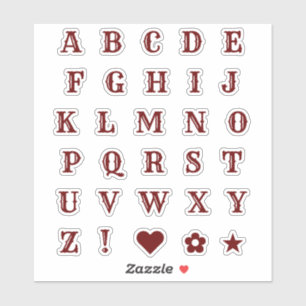 Chic Burgundy Letters   Monogram Alphabet Stickers
