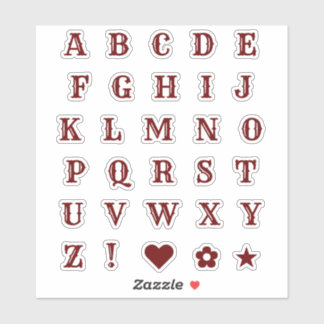 Chic Burgundy Letters | Monogram Alphabet Stickers