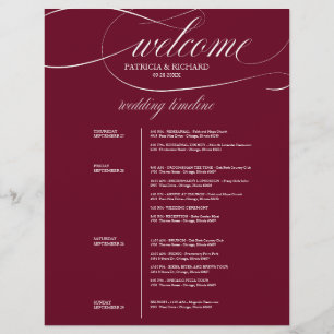 Chic Burgundy Marsala 4 Days Wedding Itinerary