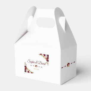 Chic Burgundy Marsala Floral Fall Wedding Favour Box